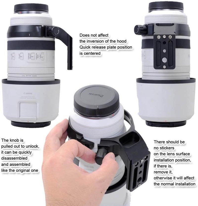 iShoot Tripod Mount Ring Lens Collar Compatible with Canon RF 100-500mm f/4.5-7.1L is USM, Lens Bracket Support Holder Bottom is Arca-Swiss Fit Camera Quick Release Plate Dovetail Groove - Image 5